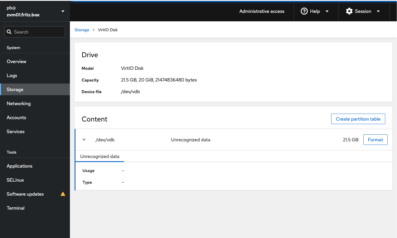 VM disk partitioning