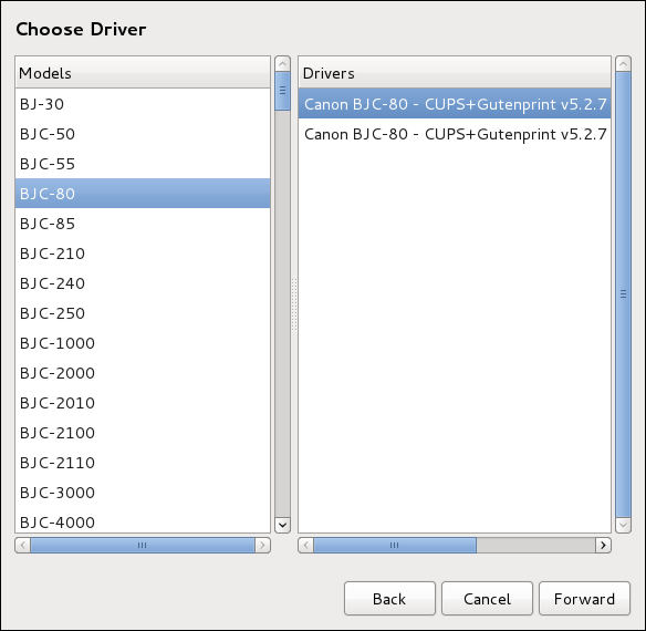 Memilih Model Pencetak dengan Menu Driver