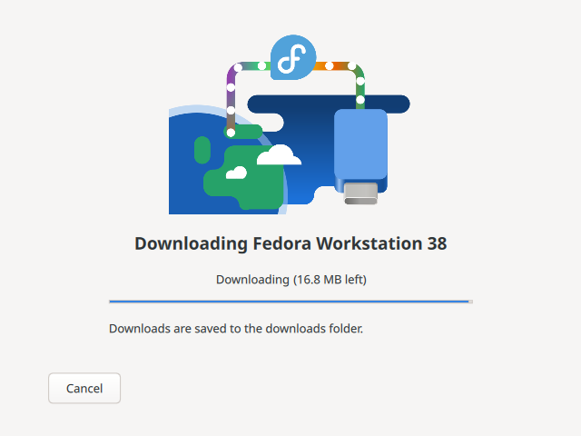 Imagem do Download Automático do Fedora Media Writer