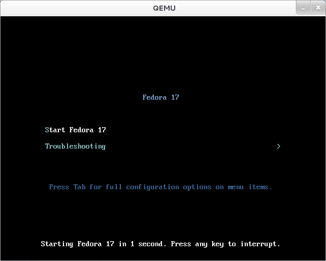 QEMU running Fedora 17
