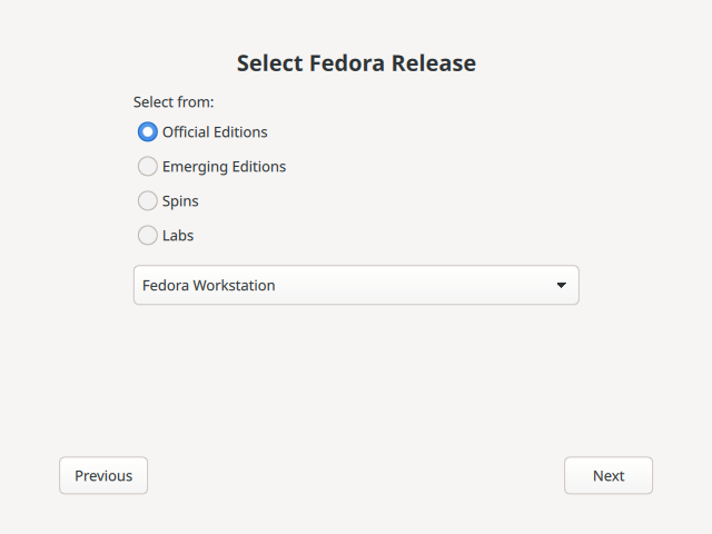 Зображення інформаційного екрана дистрибутива Fedora Media Writer