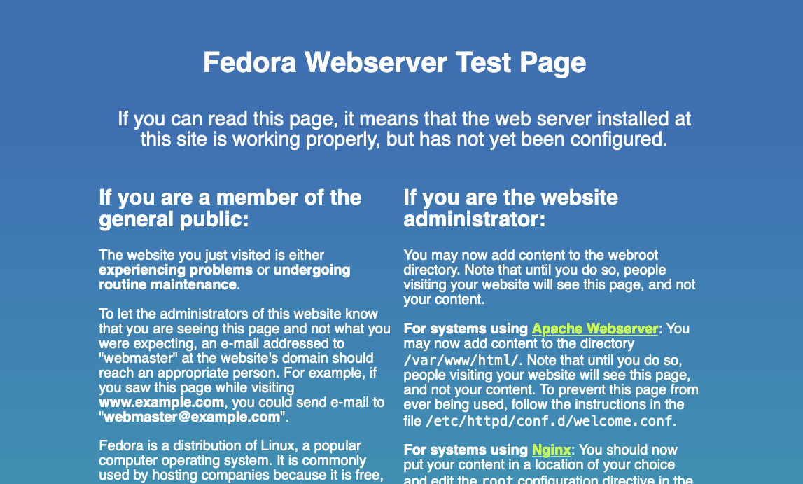 Fedora test page